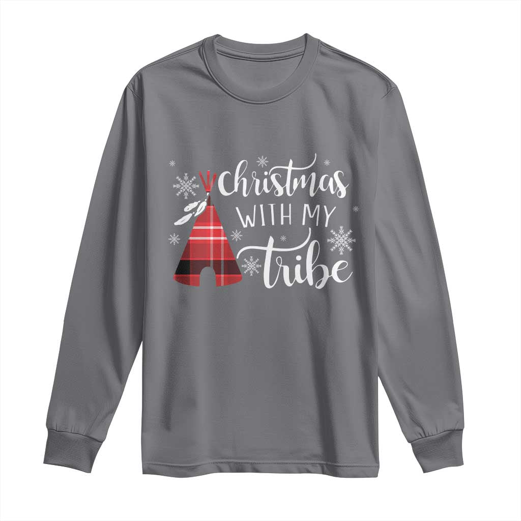 Funny Christmas Native American Long Sleeve Shirt Christmas With My Tribes