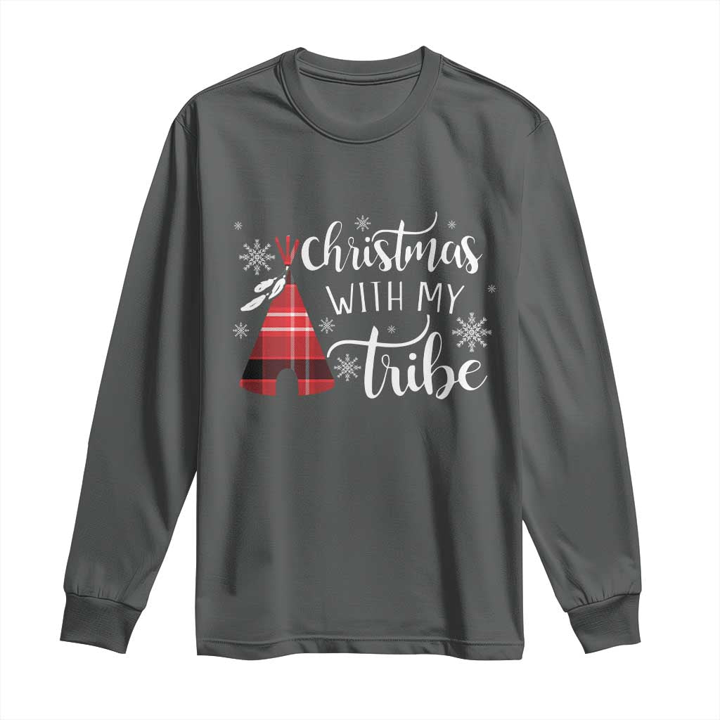 Funny Christmas Native American Long Sleeve Shirt Christmas With My Tribes