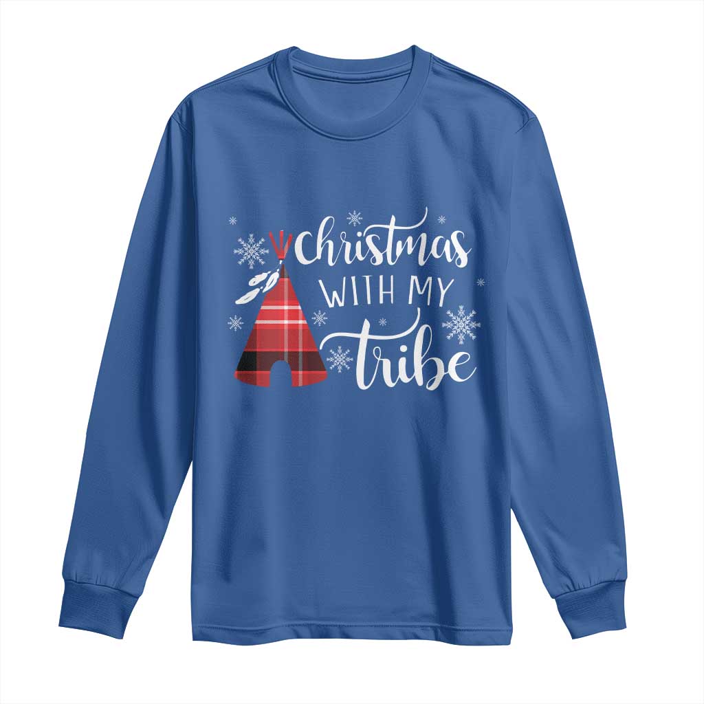Funny Christmas Native American Long Sleeve Shirt Christmas With My Tribes