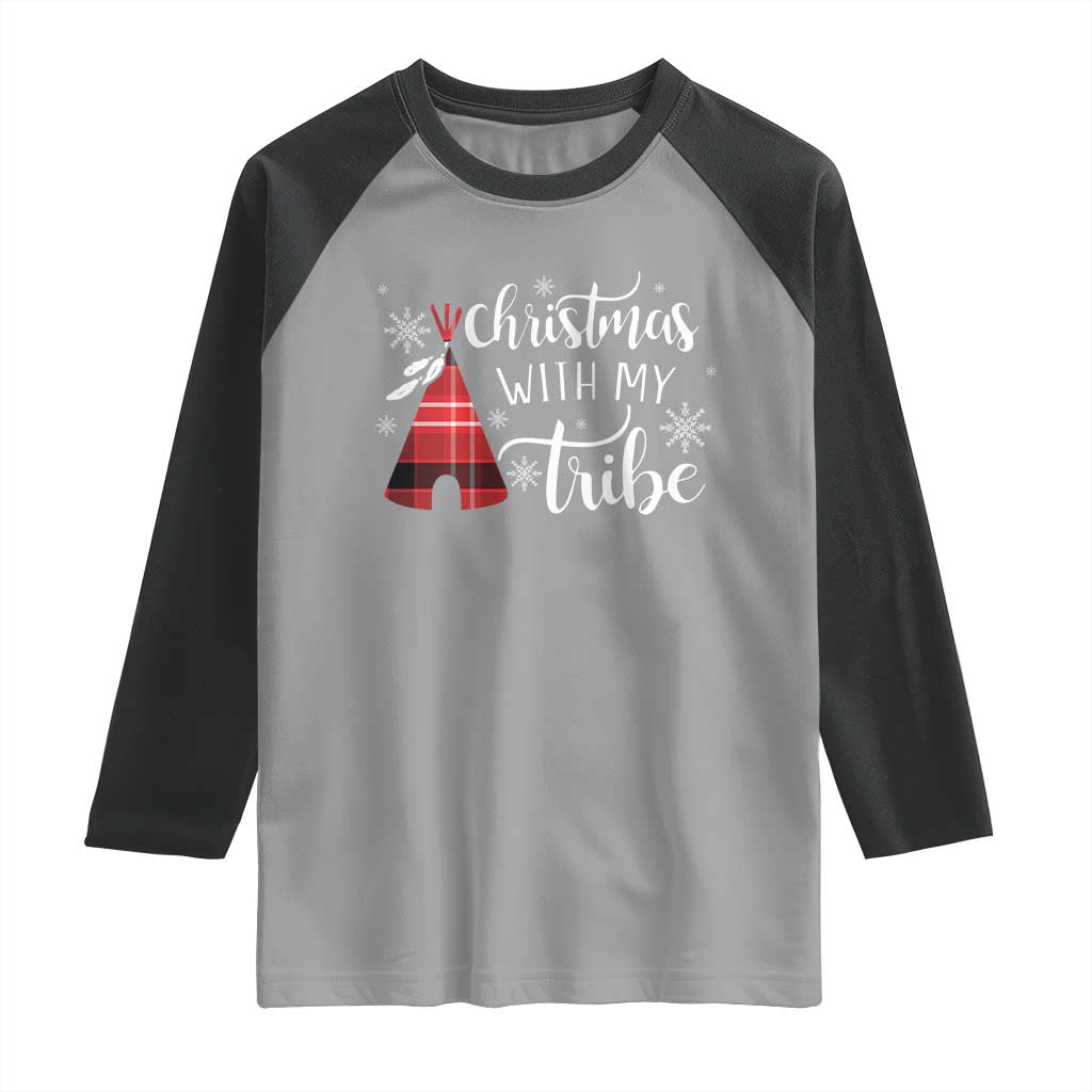 Funny Christmas Native American Raglan Shirt Christmas With My Tribes - Wonder Print Shop