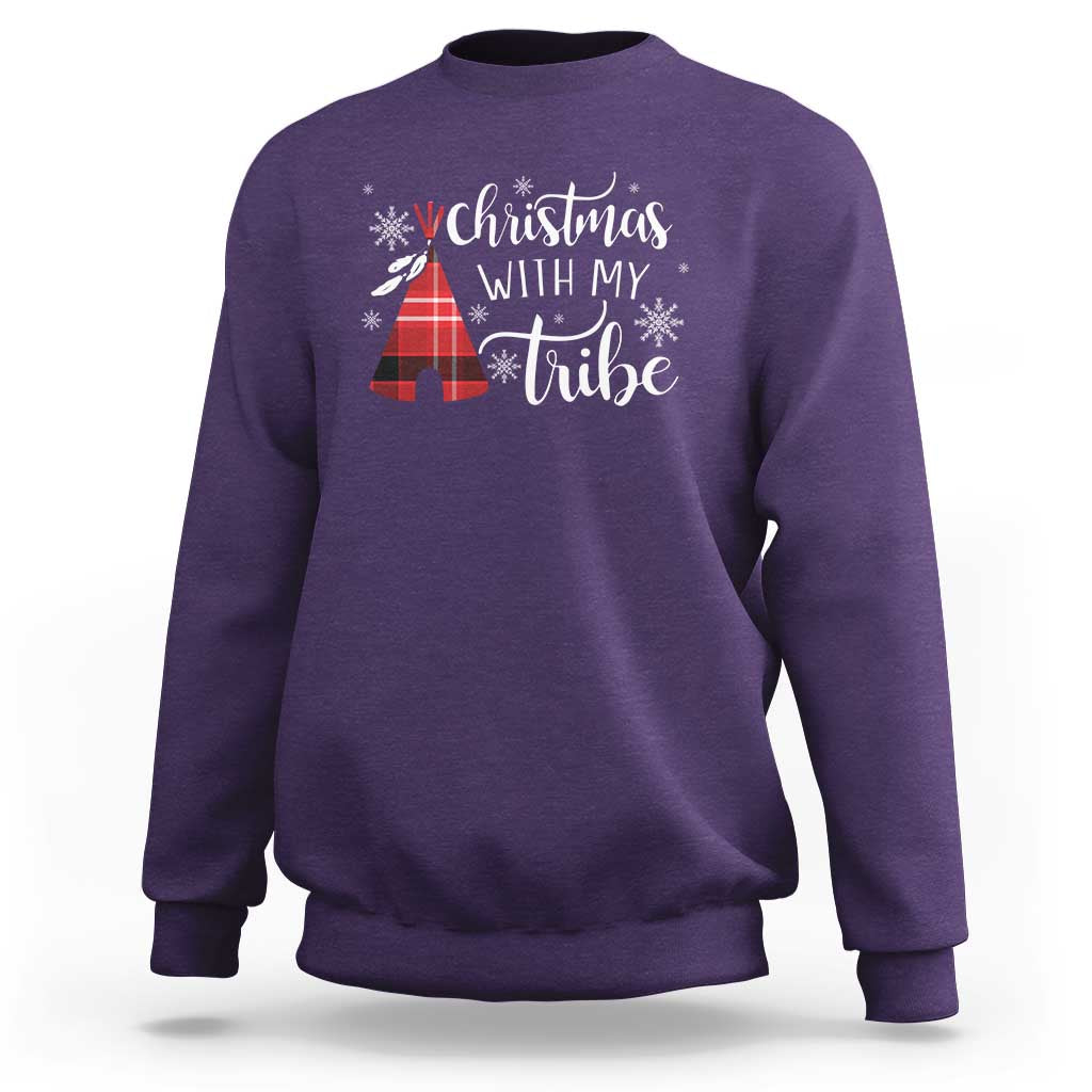 Funny Christmas Native American Sweatshirt Christmas With My Tribes - Wonder Print Shop