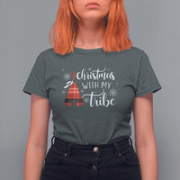 Funny Christmas Native American T Shirt For Women Christmas With My Tribes - Wonder Print Shop