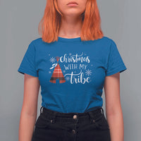 Funny Christmas Native American T Shirt For Women Christmas With My Tribes - Wonder Print Shop