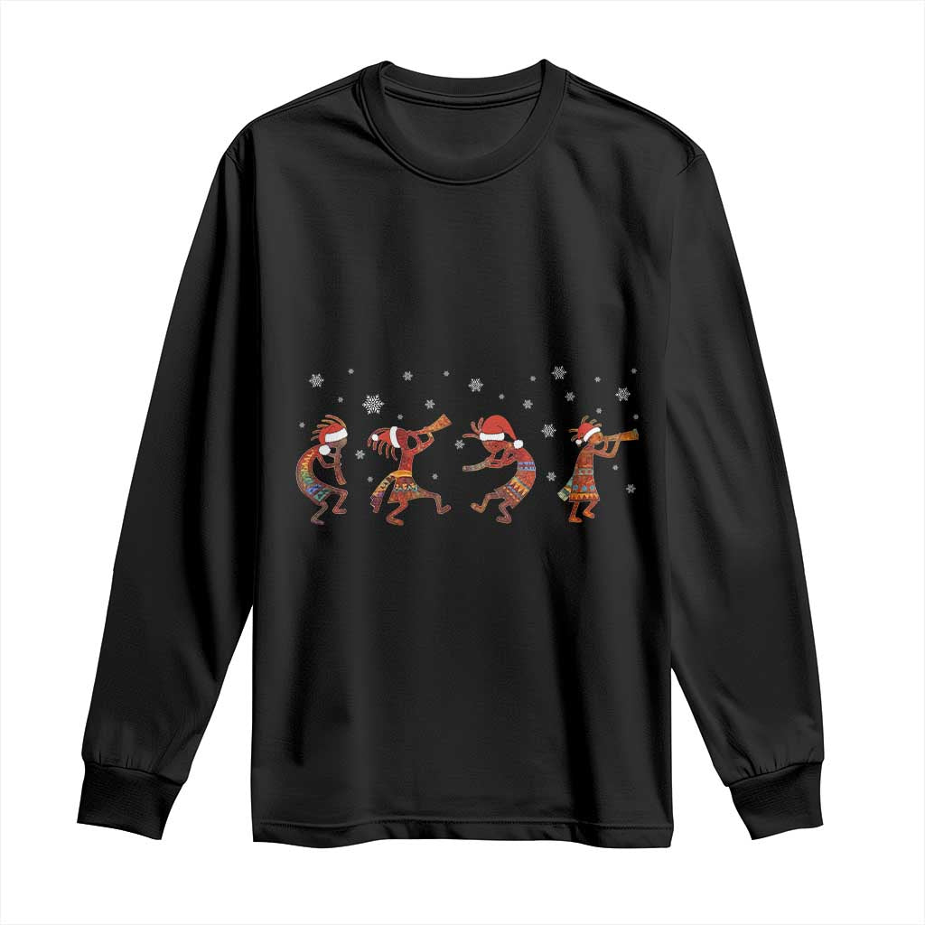 Funny Christmas Native American Long Sleeve Shirt Santa Kokopeli Snowflake