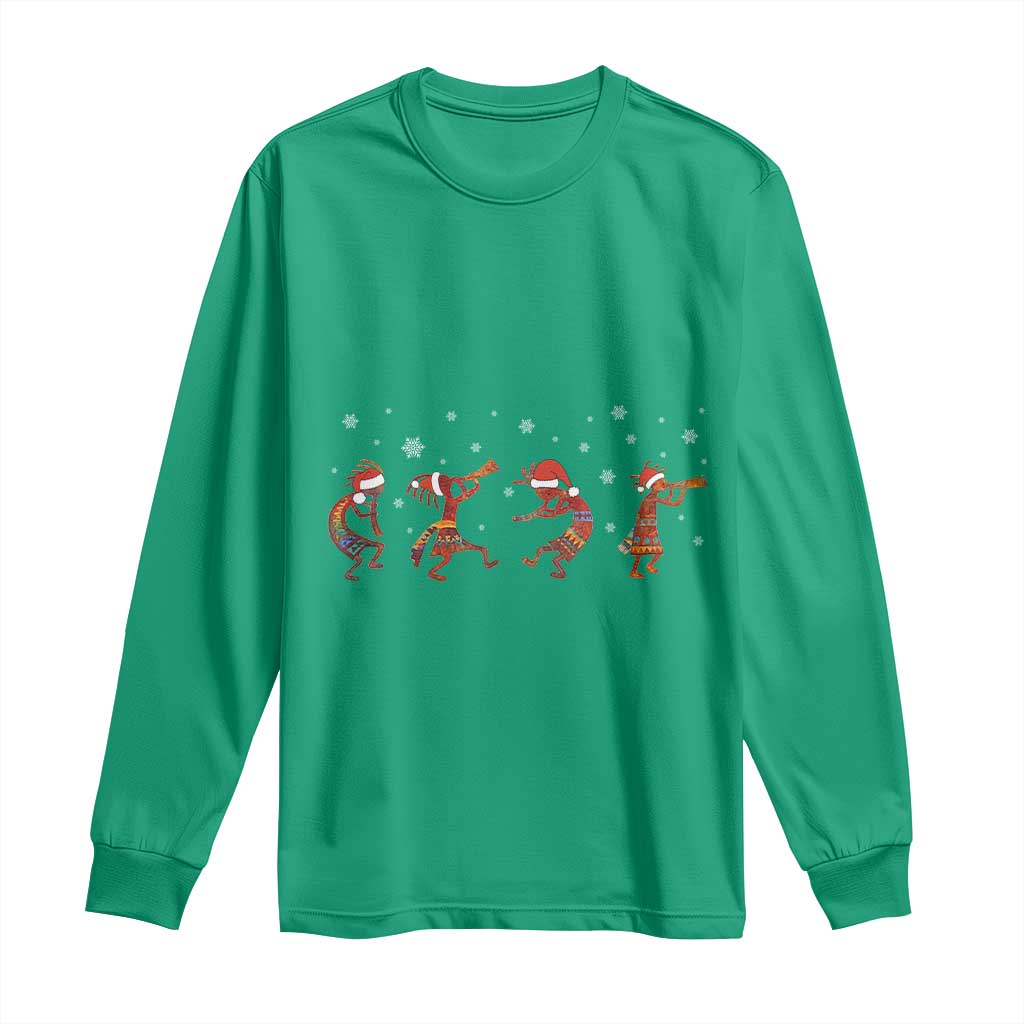 Funny Christmas Native American Long Sleeve Shirt Santa Kokopeli Snowflake