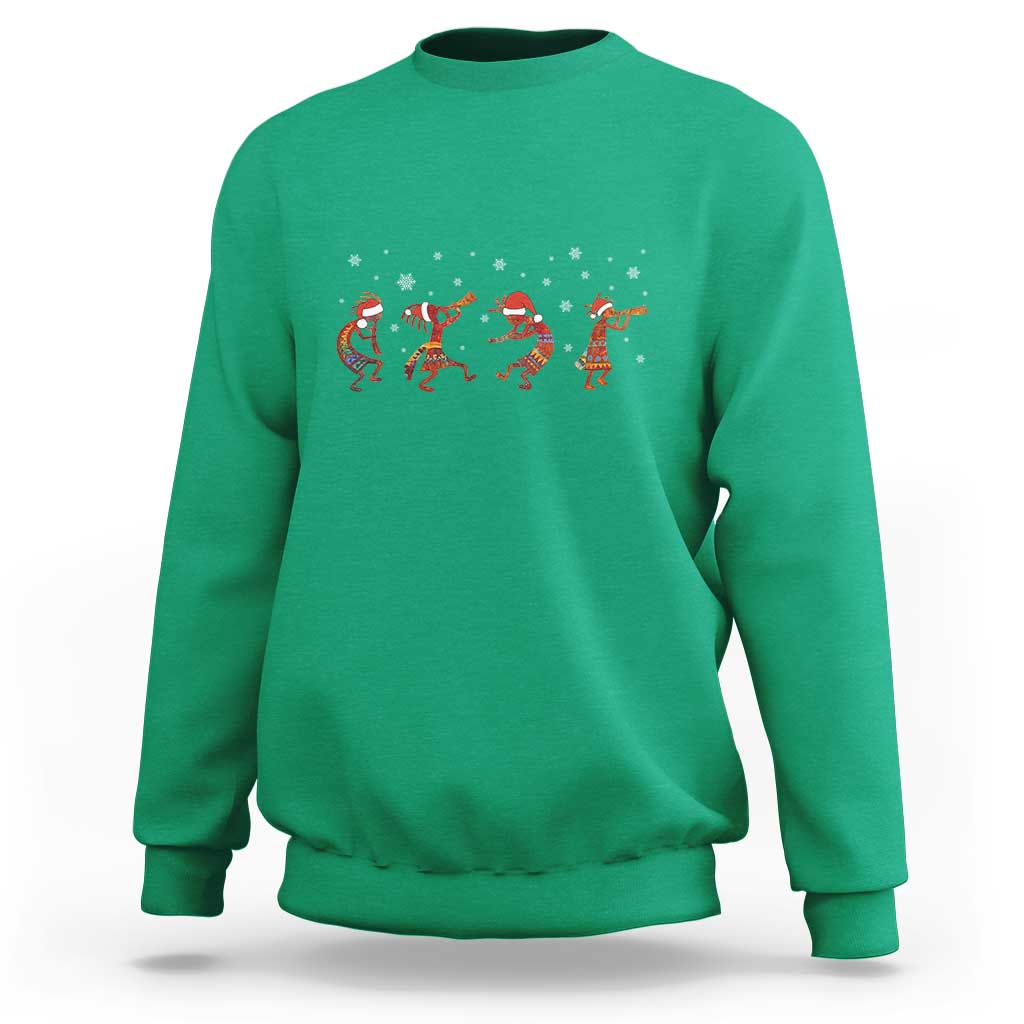 Funny Christmas Native American Sweatshirt Santa Kokopeli Snowflake - Wonder Print Shop