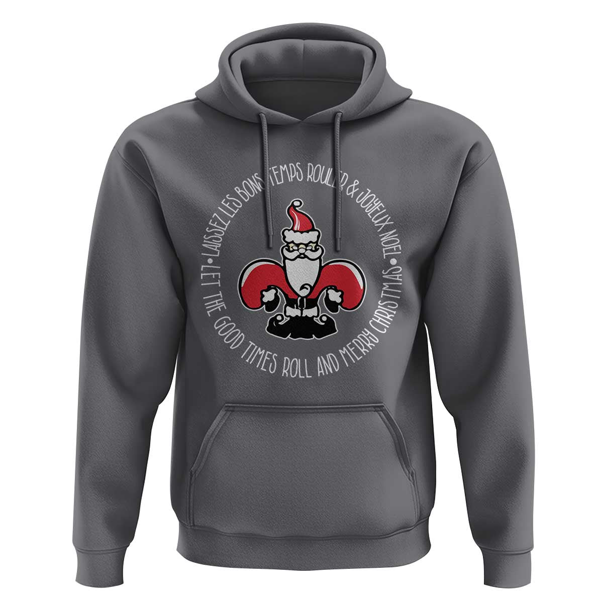 Funny Cajun Louisiana Christmas Hoodie Laissez Les Bons Temps Rouler & Joyeux Merry Christmas Santa Saint Symbol