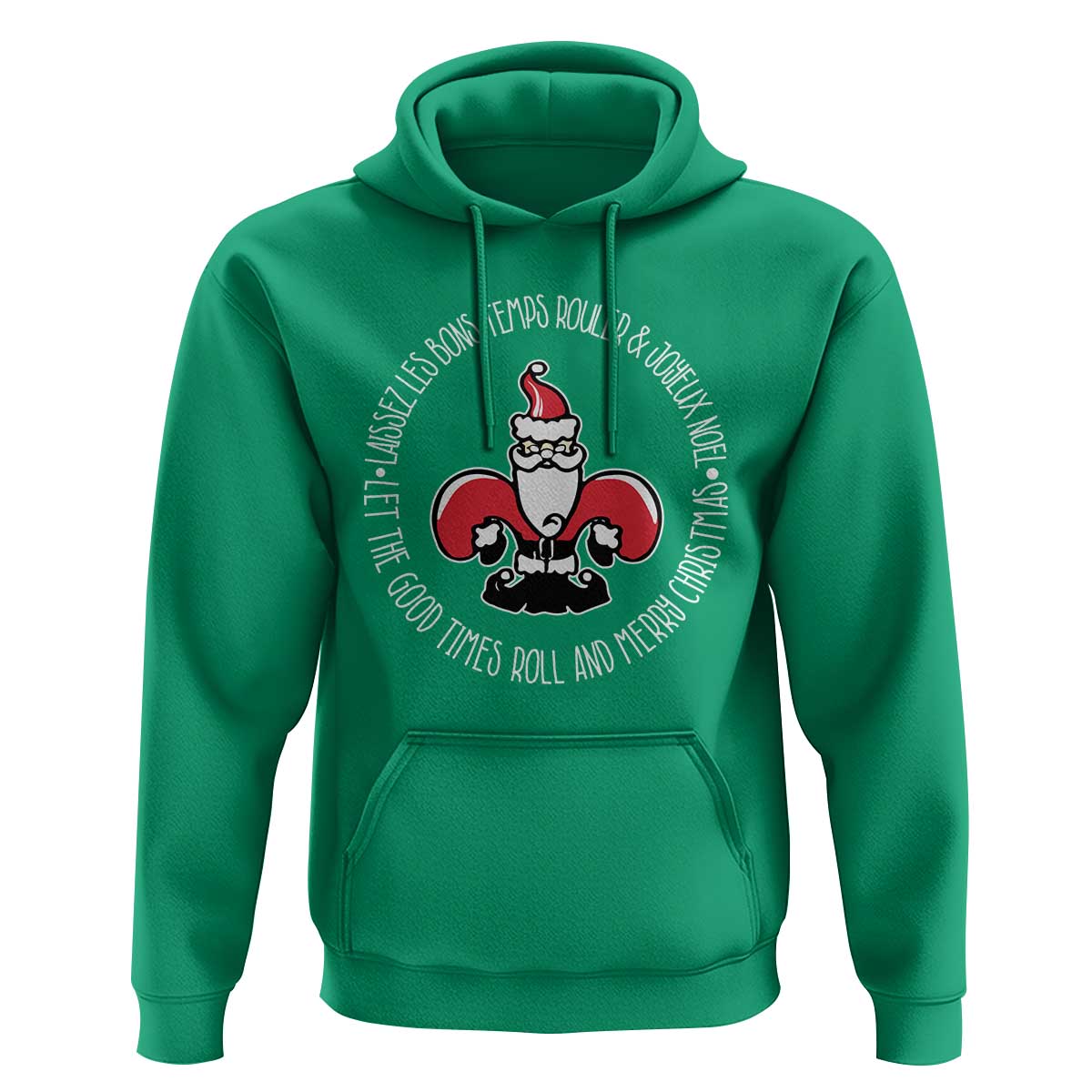 Funny Cajun Louisiana Christmas Hoodie Laissez Les Bons Temps Rouler & Joyeux Merry Christmas Santa Saint Symbol