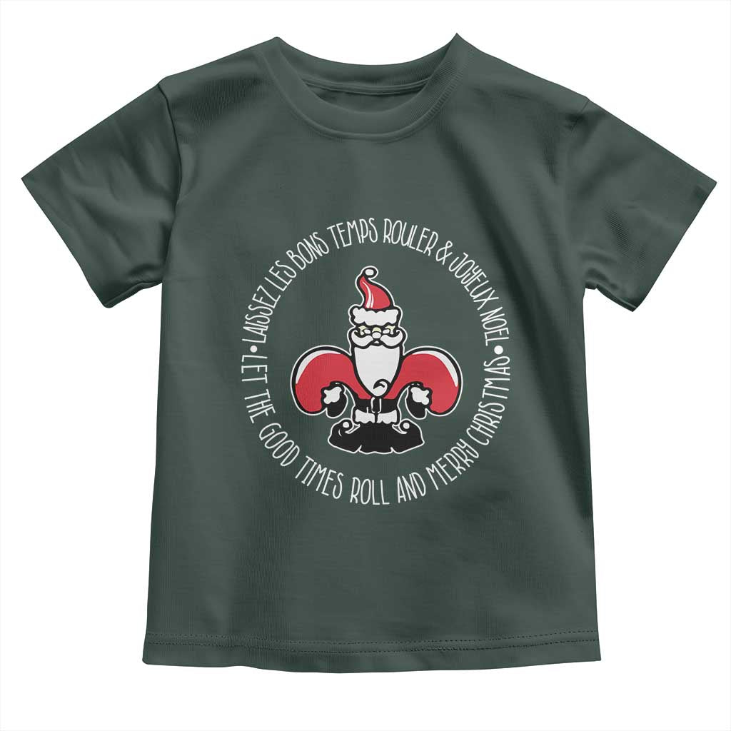 Funny Cajun Louisiana Christmas Toddler T Shirt Laissez Les Bons Temps Rouler & Joyeux Merry Christmas Santa Saint Symbol