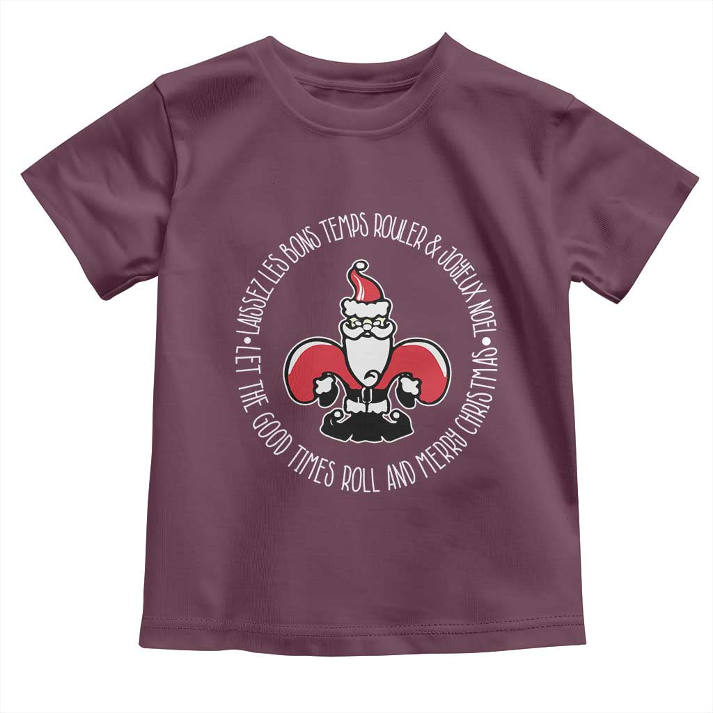 Funny Cajun Louisiana Christmas Toddler T Shirt Laissez Les Bons Temps Rouler & Joyeux Merry Christmas Santa Saint Symbol