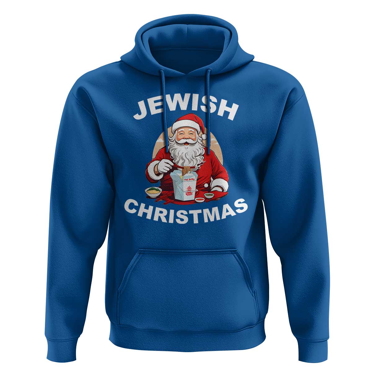 Funny Jewish Christmas Hoodie Santa Is Eating Chinese Food Hanukkah Hebrew