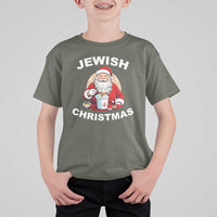 Funny Jewish Christmas T Shirt For Kid Santa Is Eating Chinese Food Hanukkah Hebrew - Wonder Print Shop