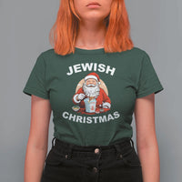 Funny Jewish Christmas T Shirt For Women Santa Is Eating Chinese Food Hanukkah Hebrew - Wonder Print Shop