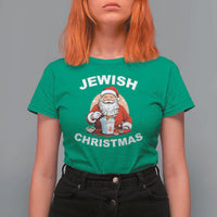 Funny Jewish Christmas T Shirt For Women Santa Is Eating Chinese Food Hanukkah Hebrew - Wonder Print Shop