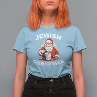 Funny Jewish Christmas T Shirt For Women Santa Is Eating Chinese Food Hanukkah Hebrew - Wonder Print Shop