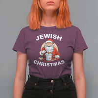 Funny Jewish Christmas T Shirt For Women Santa Is Eating Chinese Food Hanukkah Hebrew - Wonder Print Shop