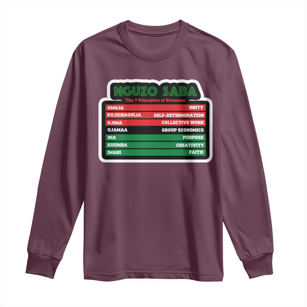 Nguzo Saba The 7 Principles Of Kwanzaa Long Sleeve Shirt