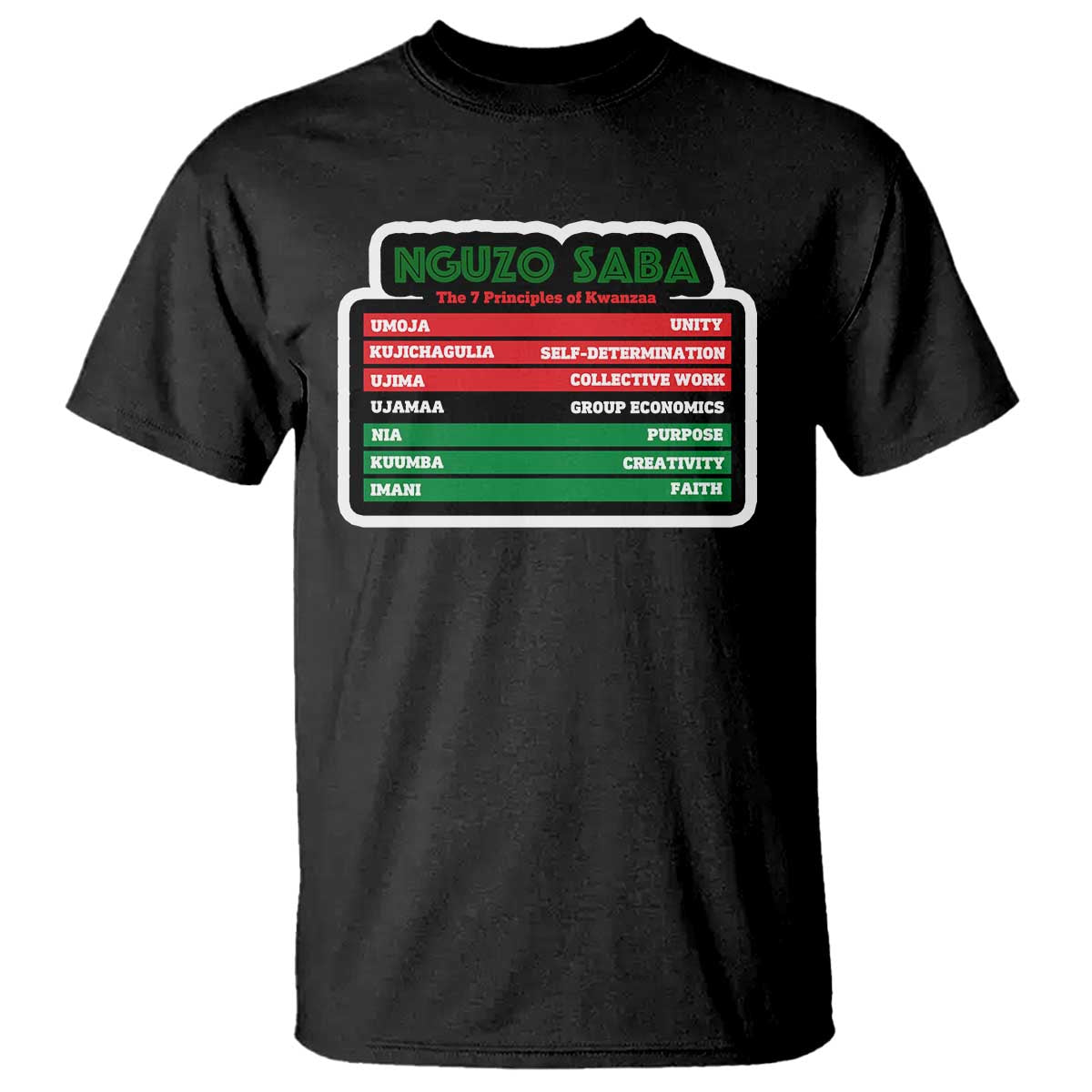 Nguzo Saba The 7 Principles Of Kwanzaa T Shirt - Wonder Print Shop