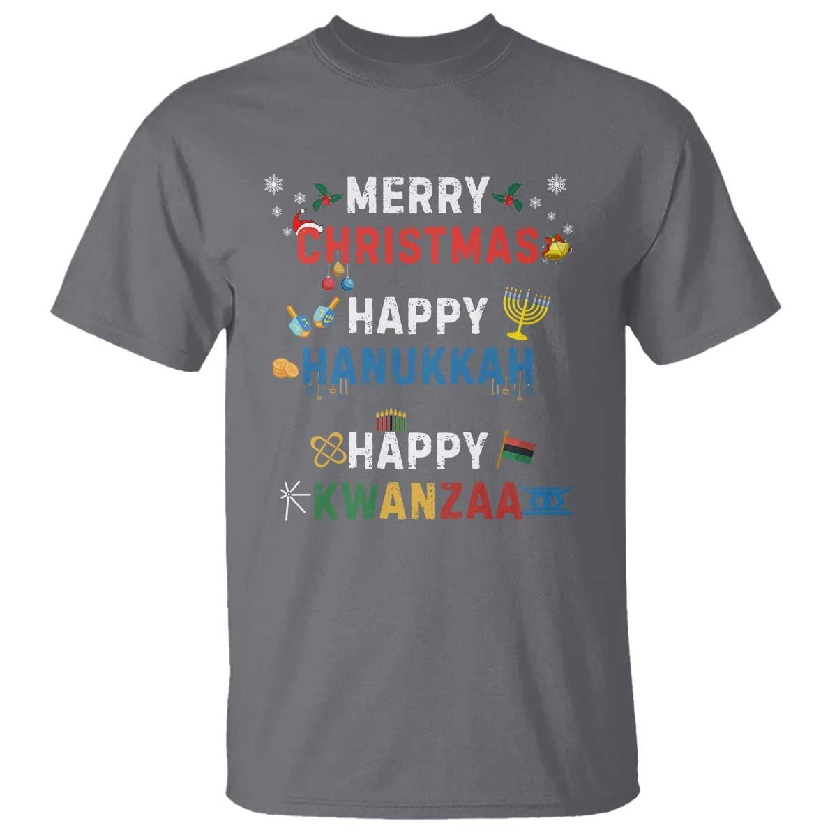 Funny Merry Christmas Happy Hanukkah Happy Kwanzaa Holiday T Shirt - Wonder Print Shop
