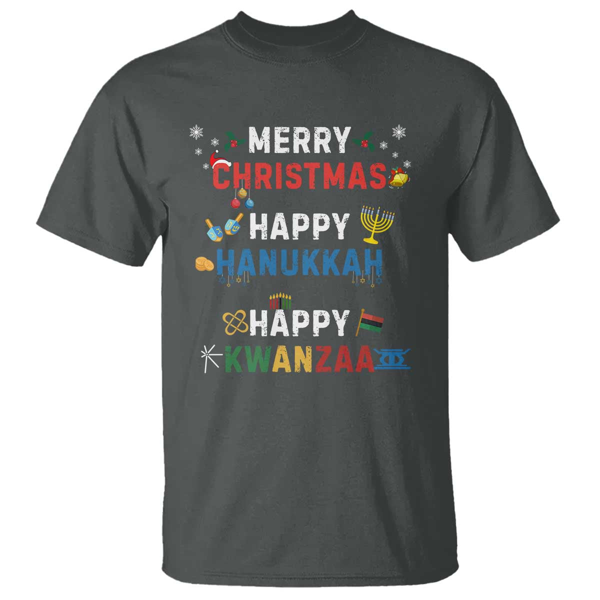 Funny Merry Christmas Happy Hanukkah Happy Kwanzaa Holiday T Shirt - Wonder Print Shop