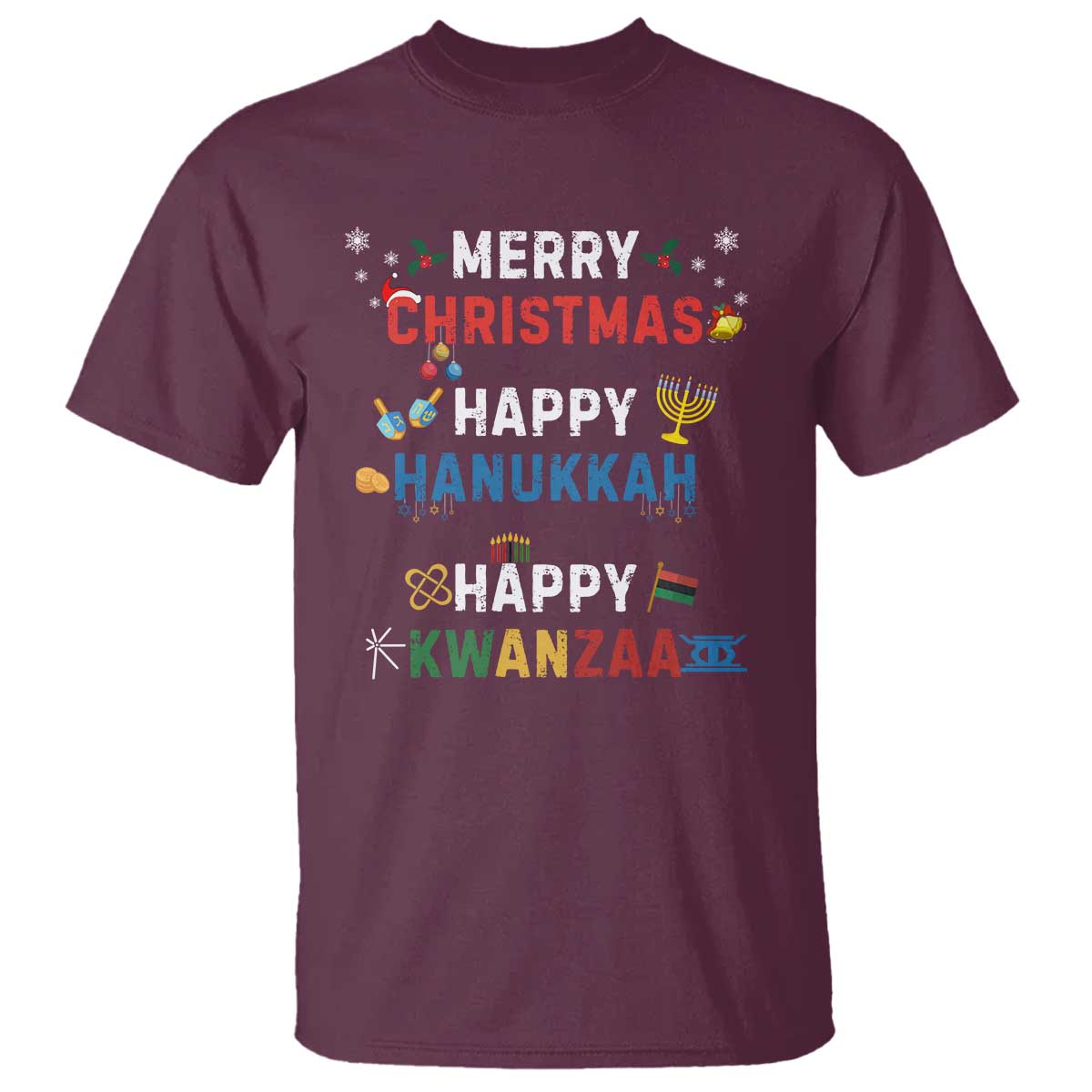 Funny Merry Christmas Happy Hanukkah Happy Kwanzaa Holiday T Shirt - Wonder Print Shop