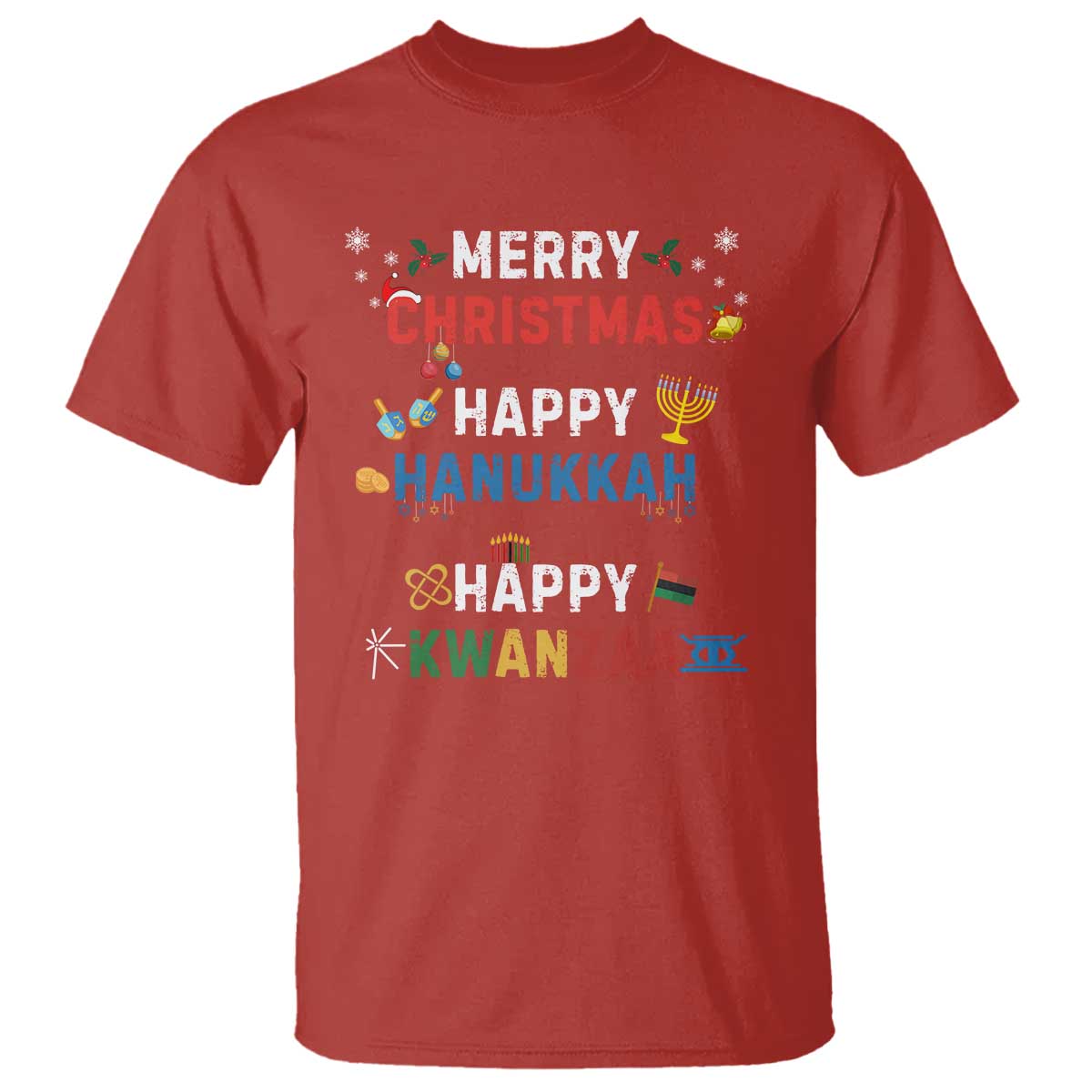 Funny Merry Christmas Happy Hanukkah Happy Kwanzaa Holiday T Shirt - Wonder Print Shop