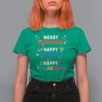 Funny Merry Christmas Happy Hanukkah Happy Kwanzaa Holiday T Shirt For Women - Wonder Print Shop