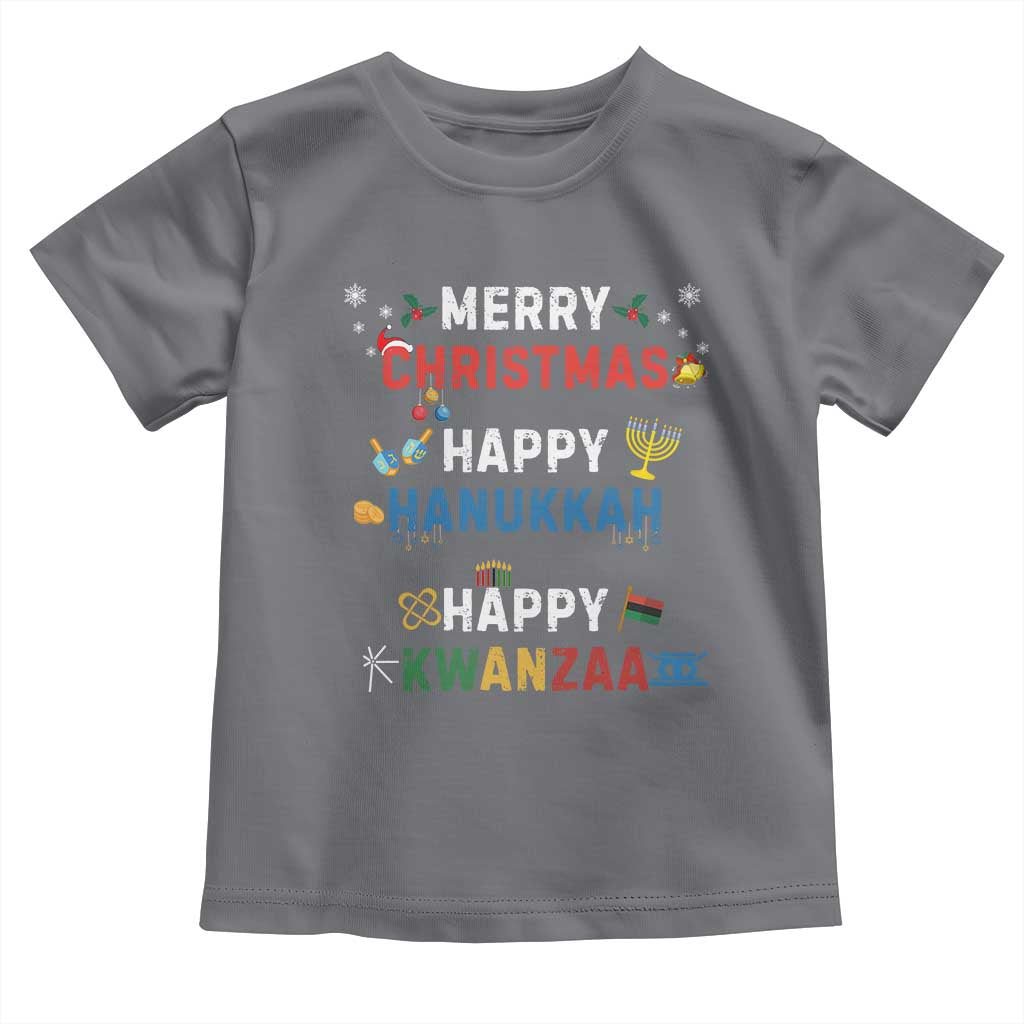 Funny Merry Christmas Happy Hanukkah Happy Kwanzaa Holiday Toddler T Shirt