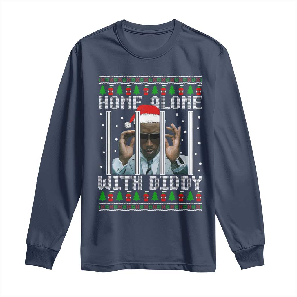 Funny Dirty Santa Diddy Christmas Long Sleeve Shirt Home Alone With Diddy