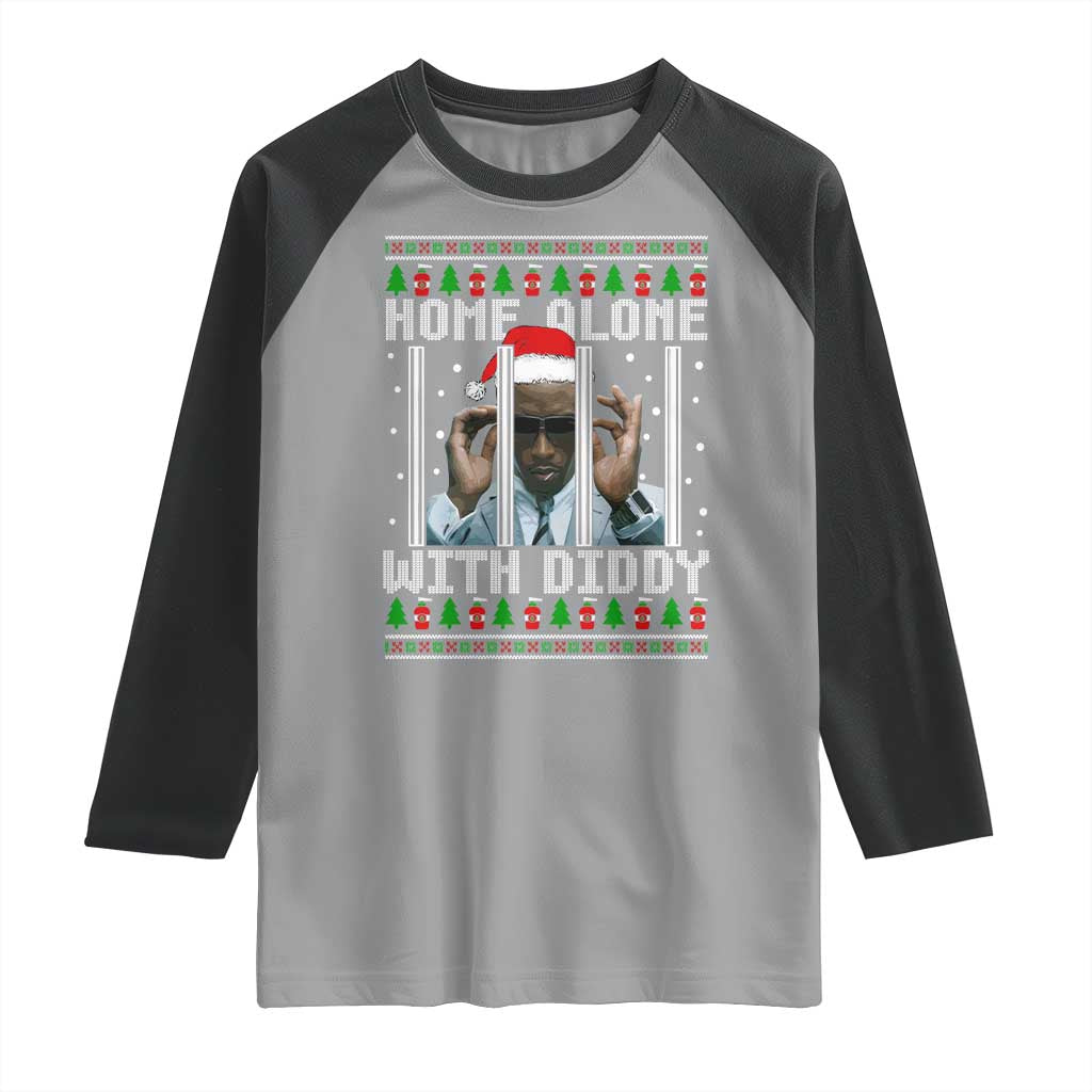 Funny Dirty Santa Diddy Christmas Raglan Shirt Home Alone With Diddy - Wonder Print Shop