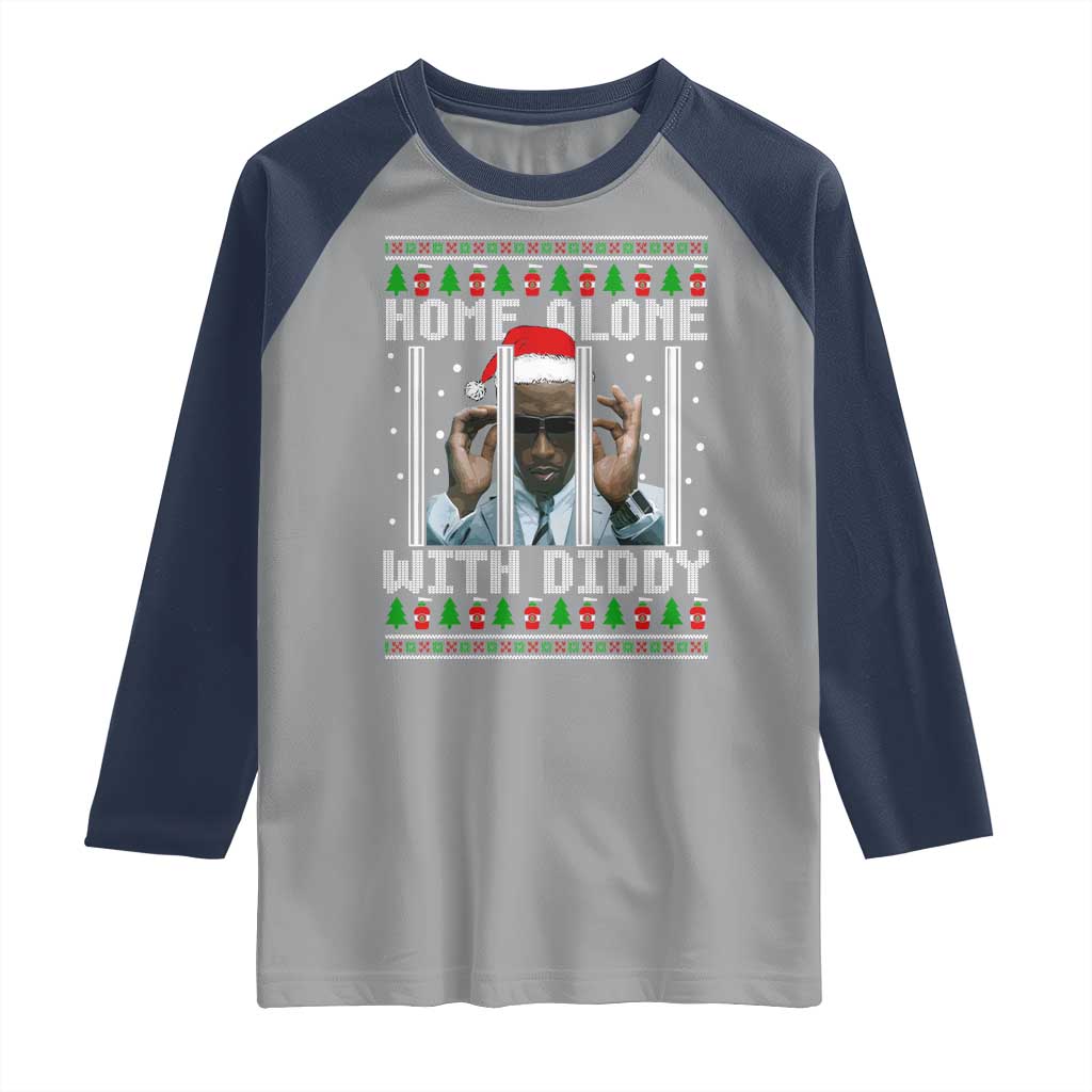 Funny Dirty Santa Diddy Christmas Raglan Shirt Home Alone With Diddy - Wonder Print Shop