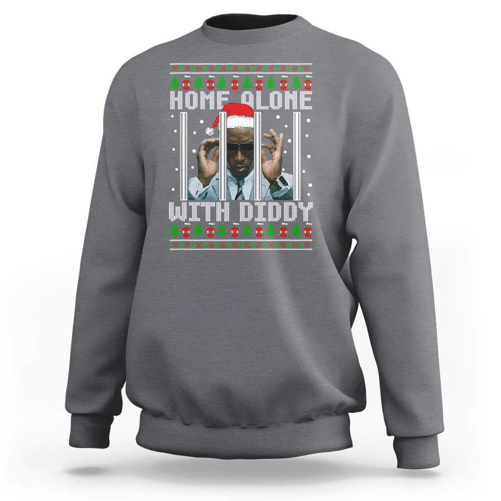 Funny Dirty Santa Diddy Christmas Sweatshirt Home Alone With Diddy - Wonder Print Shop