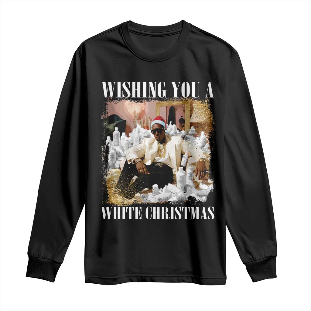 Funny Dirty Santa Diddy Christmas Long Sleeve Shirt Wishing You A White Christmas Santa Hat
