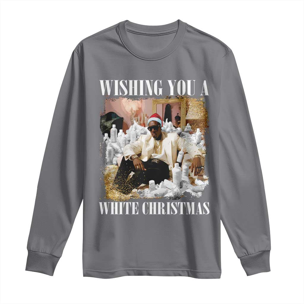 Funny Dirty Santa Diddy Christmas Long Sleeve Shirt Wishing You A White Christmas Santa Hat