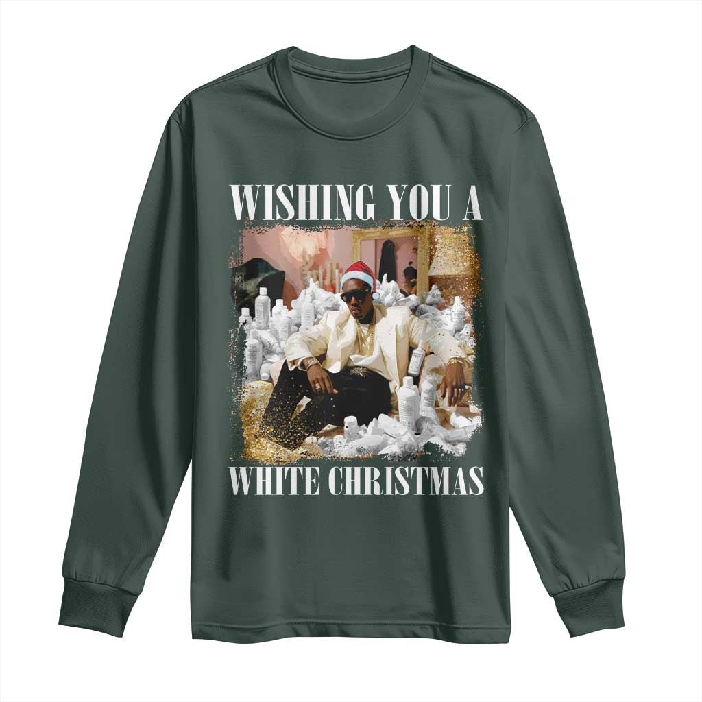 Funny Dirty Santa Diddy Christmas Long Sleeve Shirt Wishing You A White Christmas Santa Hat