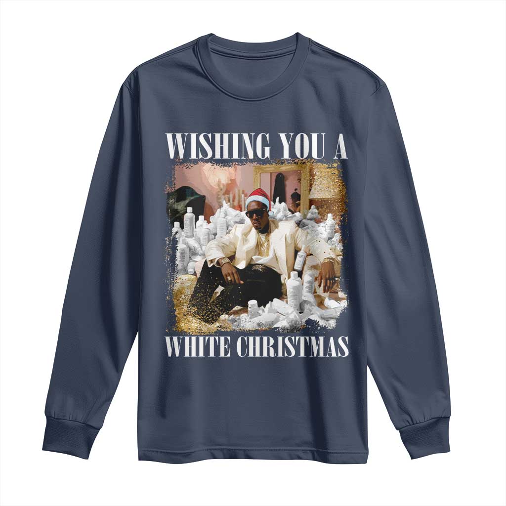 Funny Dirty Santa Diddy Christmas Long Sleeve Shirt Wishing You A White Christmas Santa Hat