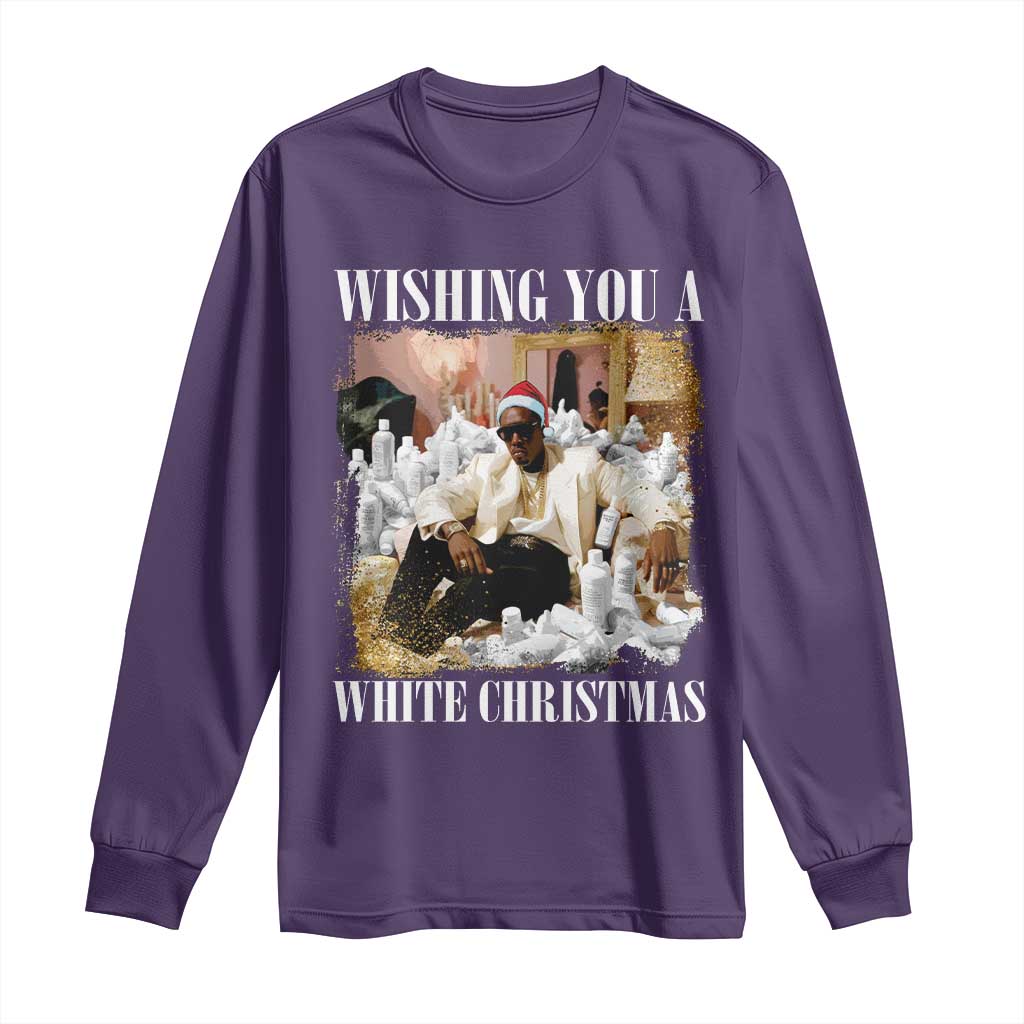 Funny Dirty Santa Diddy Christmas Long Sleeve Shirt Wishing You A White Christmas Santa Hat