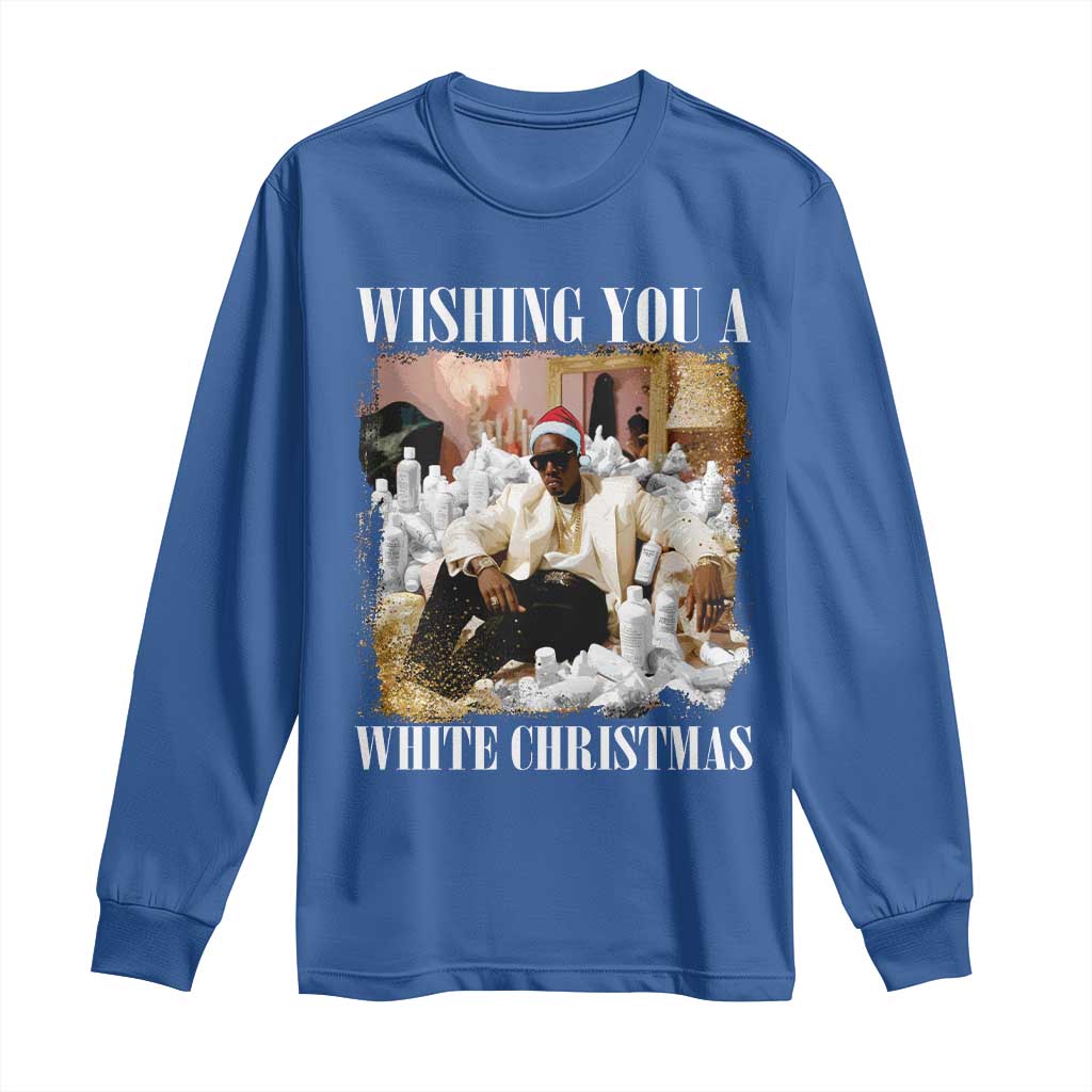 Funny Dirty Santa Diddy Christmas Long Sleeve Shirt Wishing You A White Christmas Santa Hat