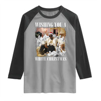 Funny Dirty Santa Diddy Christmas Raglan Shirt Wishing You A White Christmas Santa Hat - Wonder Print Shop