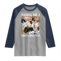 Funny Dirty Santa Diddy Christmas Raglan Shirt Wishing You A White Christmas Santa Hat - Wonder Print Shop