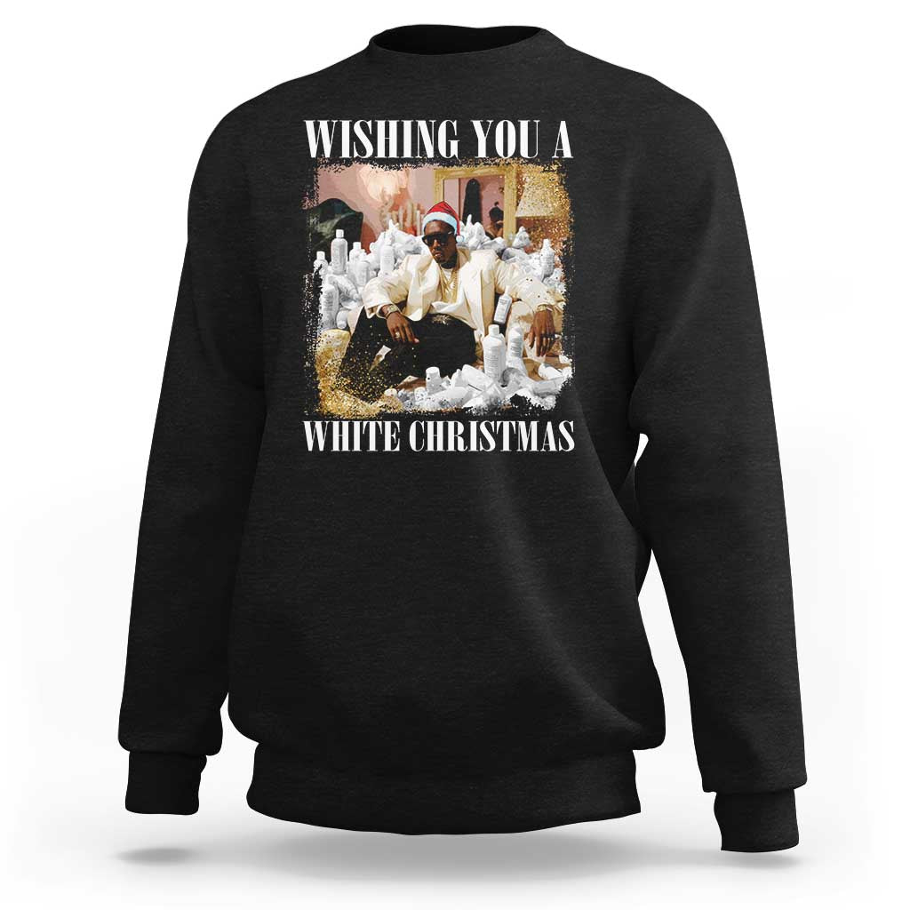 Funny Dirty Santa Diddy Christmas Sweatshirt Wishing You A White Christmas Santa Hat - Wonder Print Shop