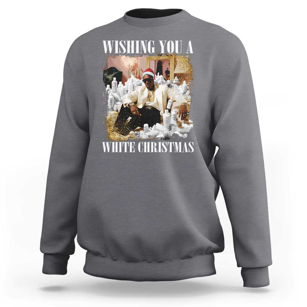 Funny Dirty Santa Diddy Christmas Sweatshirt Wishing You A White Christmas Santa Hat - Wonder Print Shop