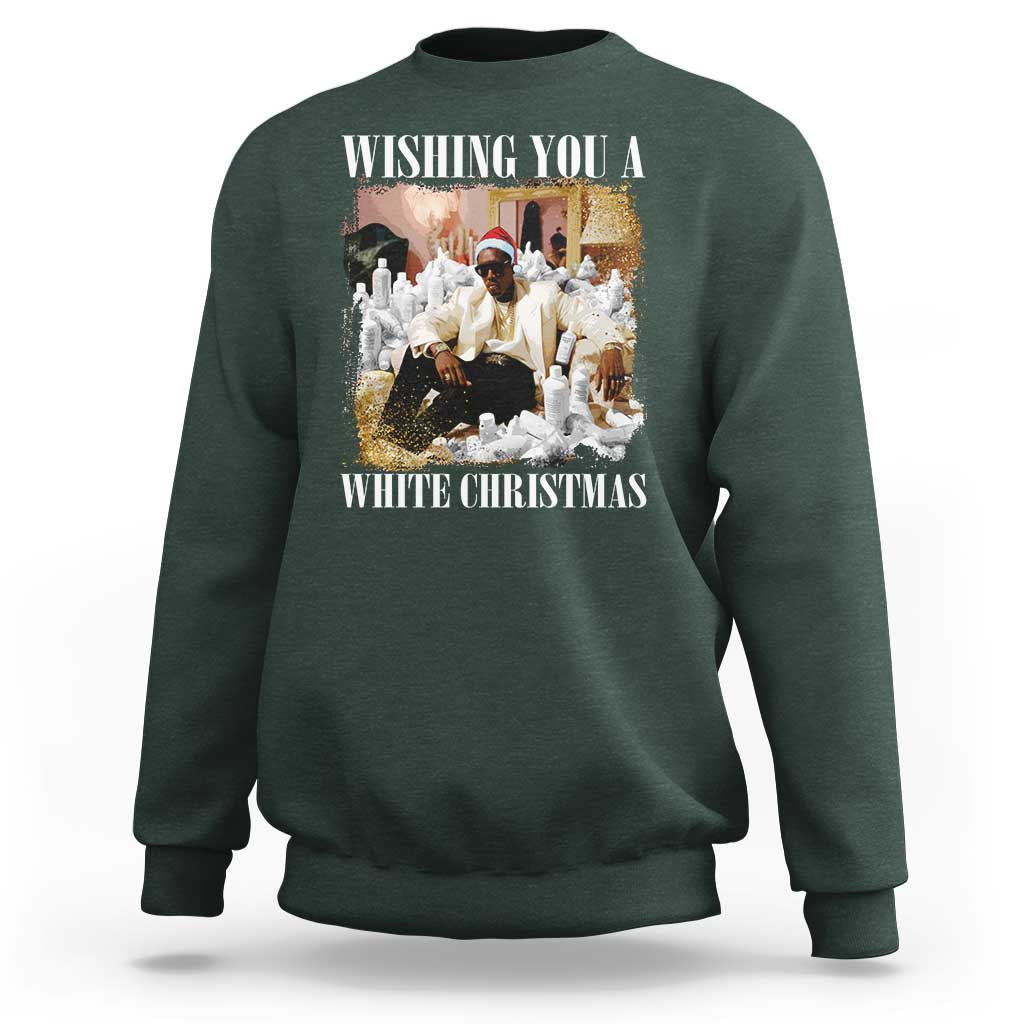 Funny Dirty Santa Diddy Christmas Sweatshirt Wishing You A White Christmas Santa Hat - Wonder Print Shop
