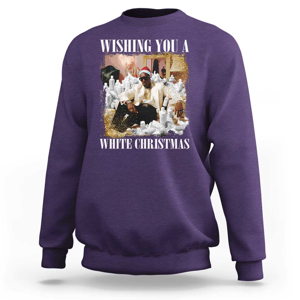 Funny Dirty Santa Diddy Christmas Sweatshirt Wishing You A White Christmas Santa Hat - Wonder Print Shop