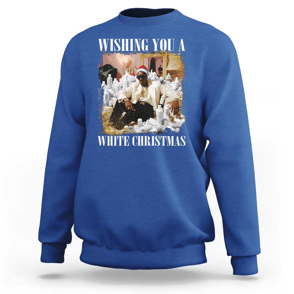 Funny Dirty Santa Diddy Christmas Sweatshirt Wishing You A White Christmas Santa Hat - Wonder Print Shop