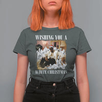 Funny Dirty Santa Diddy Christmas T Shirt For Women Wishing You A White Christmas Santa Hat - Wonder Print Shop