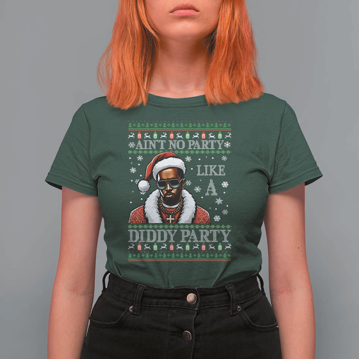 Funny Dirty Santa Diddy Christmas T Shirt For Women Ain't No Party Like A Diddy Party - Wonder Print Shop