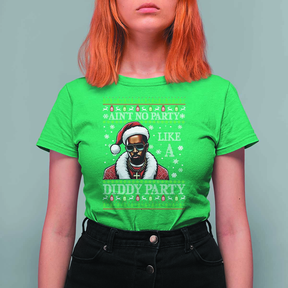 Funny Dirty Santa Diddy Christmas T Shirt For Women Ain't No Party Like A Diddy Party - Wonder Print Shop