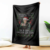 Funny Christmas Crime Drama Throw Blanket I Like People The Way I Like My Tea In A Bag Under Water - Wonder Print Shop