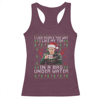Funny Christmas Crime Drama Racerback Tank Top I Like People The Way I Like My Tea In A Bag Under Water - Wonder Print Shop